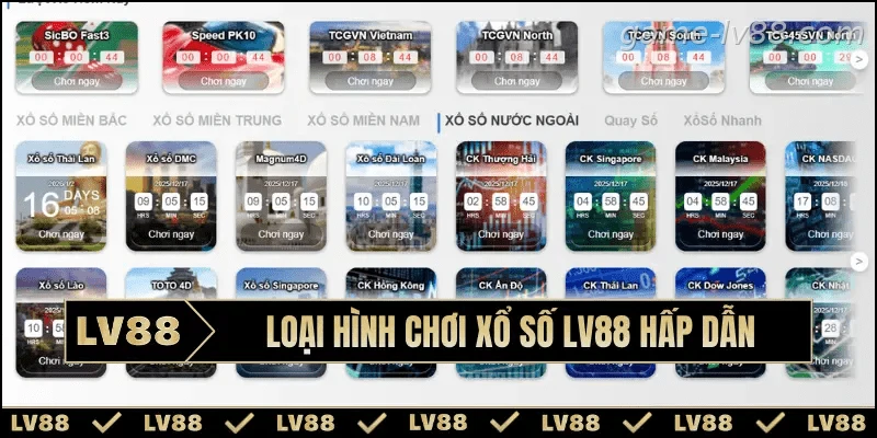 Loại hình chơi xổ số LV88 hấp dẫn
